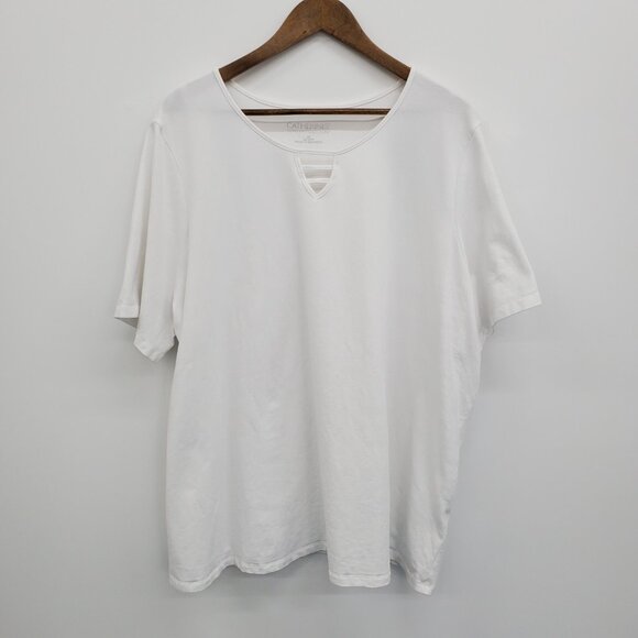 Catherines White Scoop Neck T-Shirt Womens Plus Size 2X Short Sleeve Casual - Picture 3 of 14